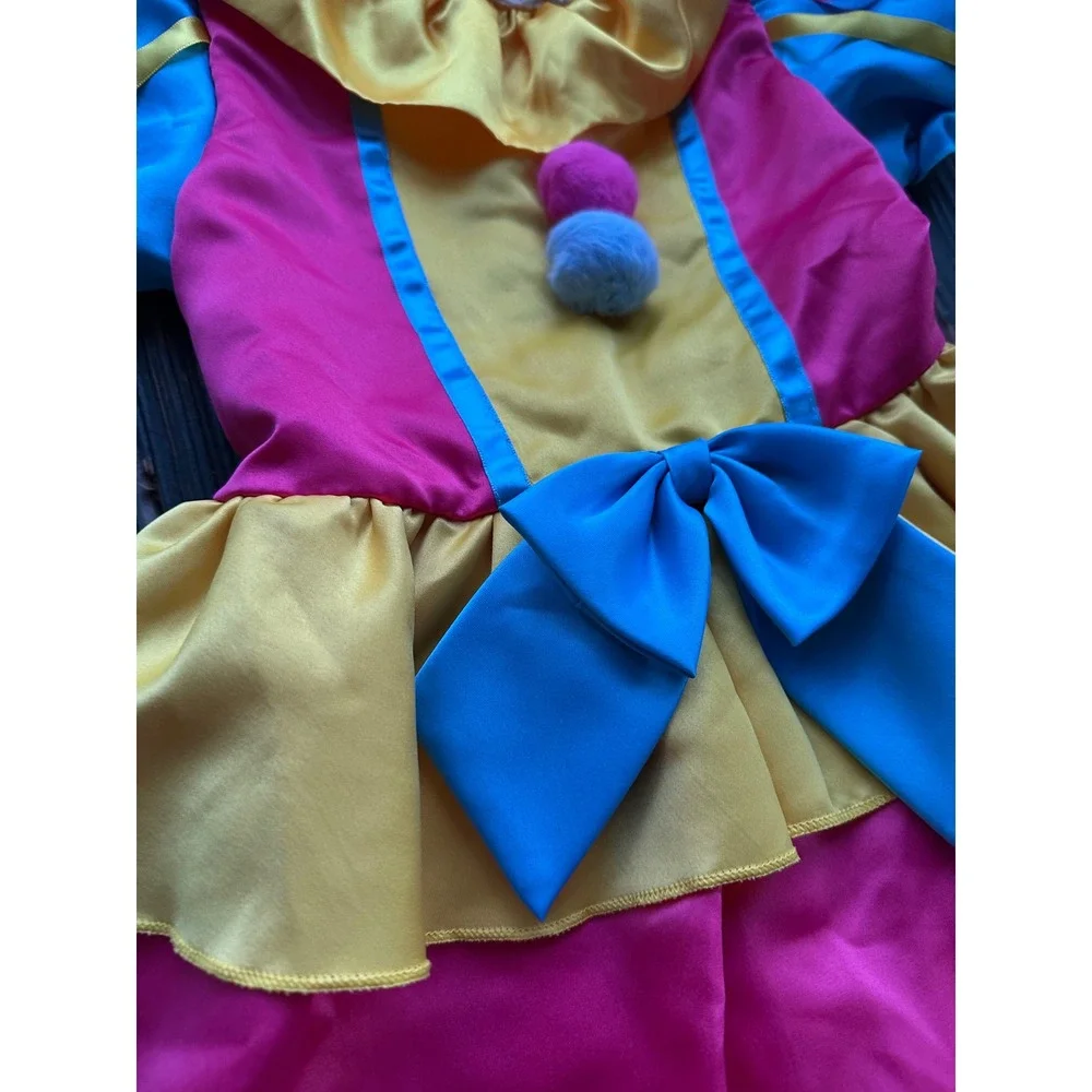 Relibeauty Kids Clown Costume Dress Pink Yellow Pom Pom Circus Halloween‎ 150